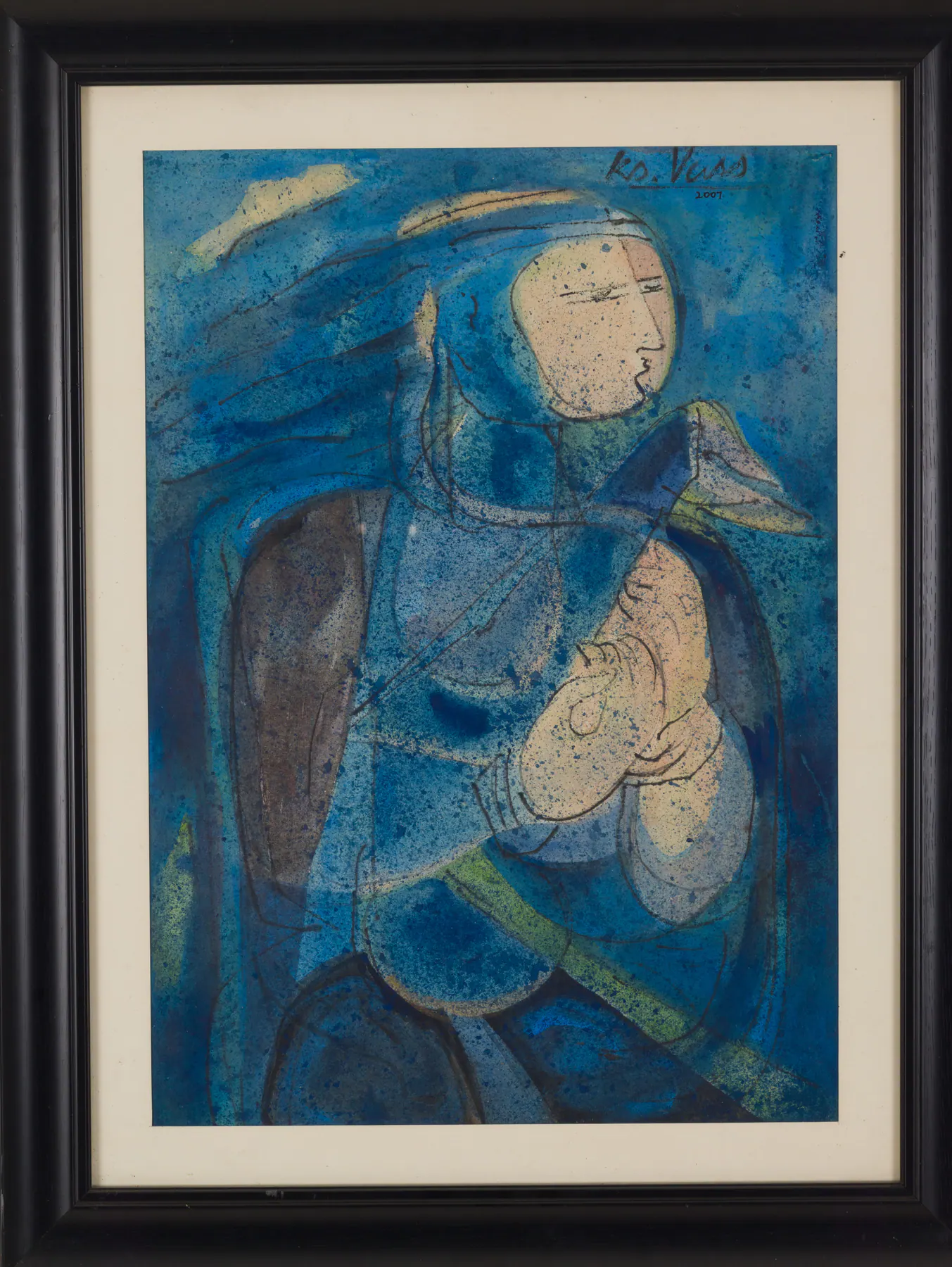 K.S. Vass Lady with Peacock painting